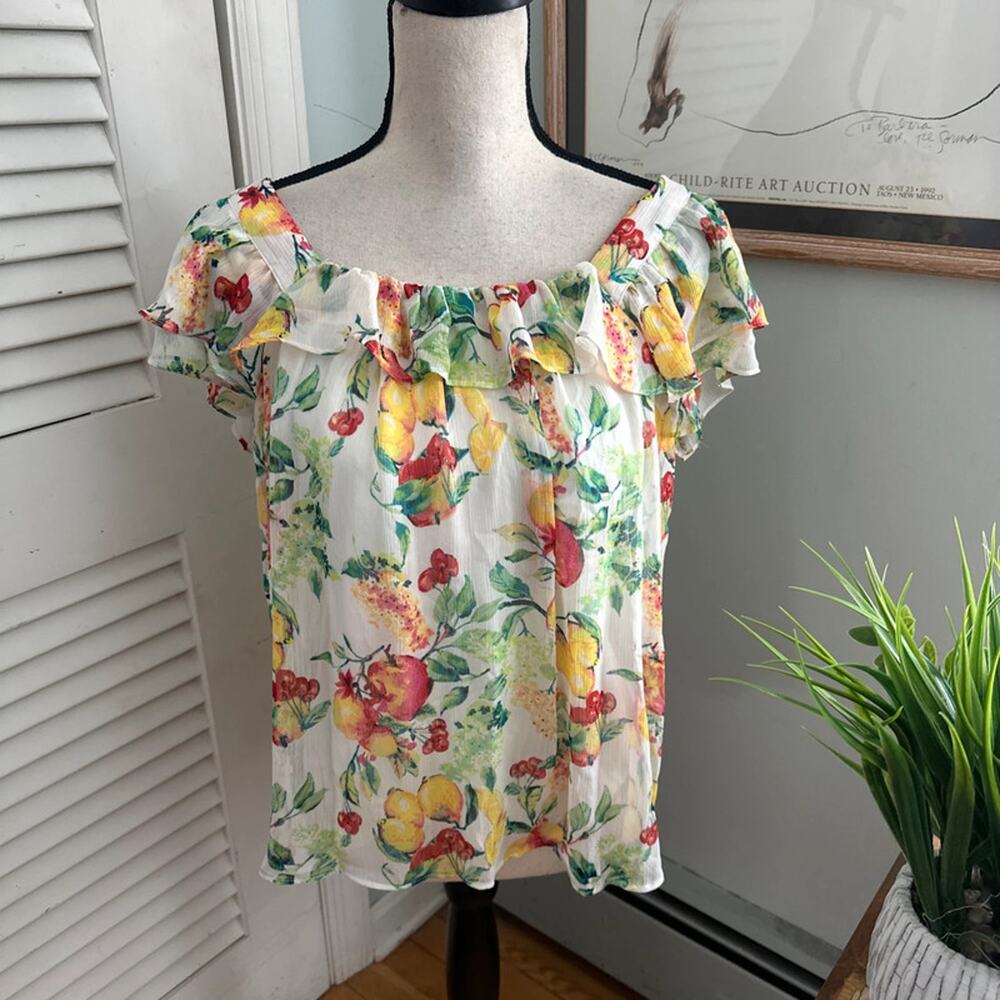 Lauren Conrad Blouse Womens Small Floral Flowy Chiffon Spring Fairy Soft Girl